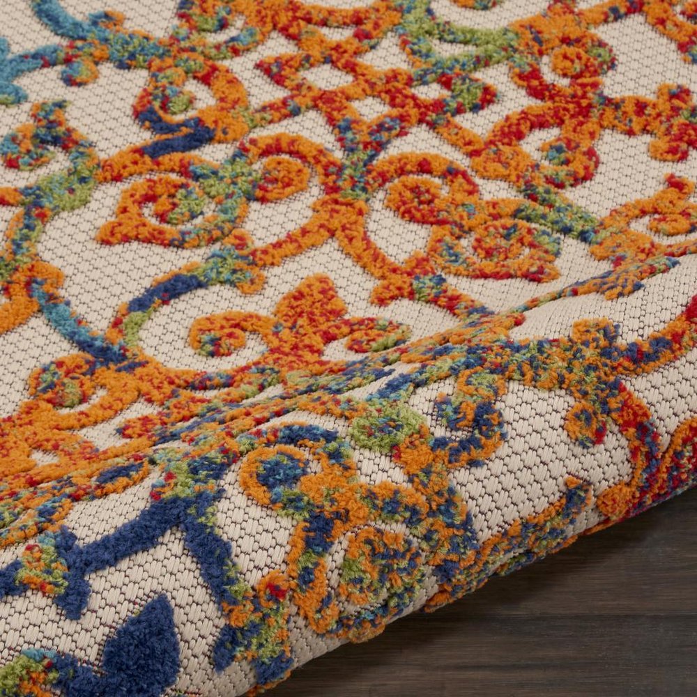 4' X 6' Ivory And Blue Indoor Outdoor Area Rug