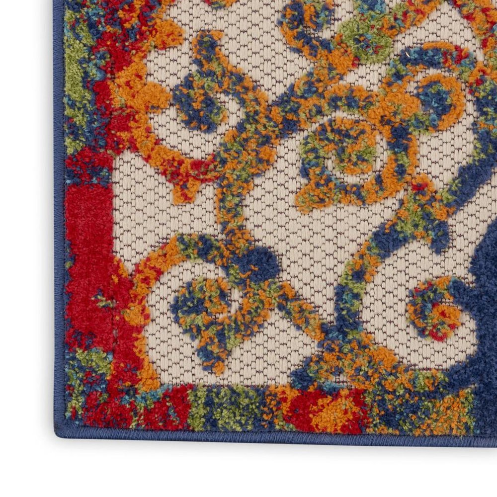4' X 6' Ivory And Blue Indoor Outdoor Area Rug
