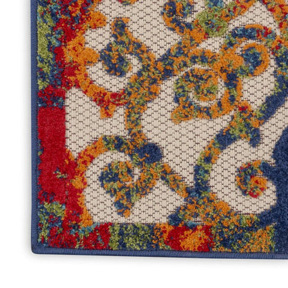 4' X 6' Ivory And Blue Indoor Outdoor Area Rug