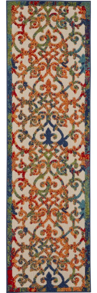 4' X 6' Ivory And Blue Indoor Outdoor Area Rug
