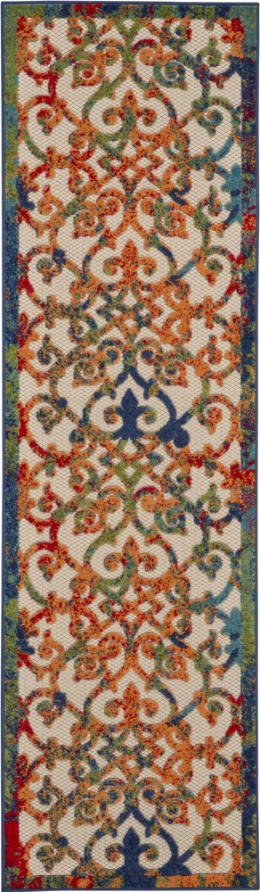 4' X 6' Ivory And Blue Indoor Outdoor Area Rug
