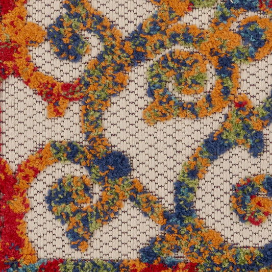3' X 4' Ivory And Blue Indoor Outdoor Area Rug