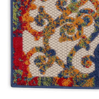 3' X 4' Ivory And Blue Indoor Outdoor Area Rug