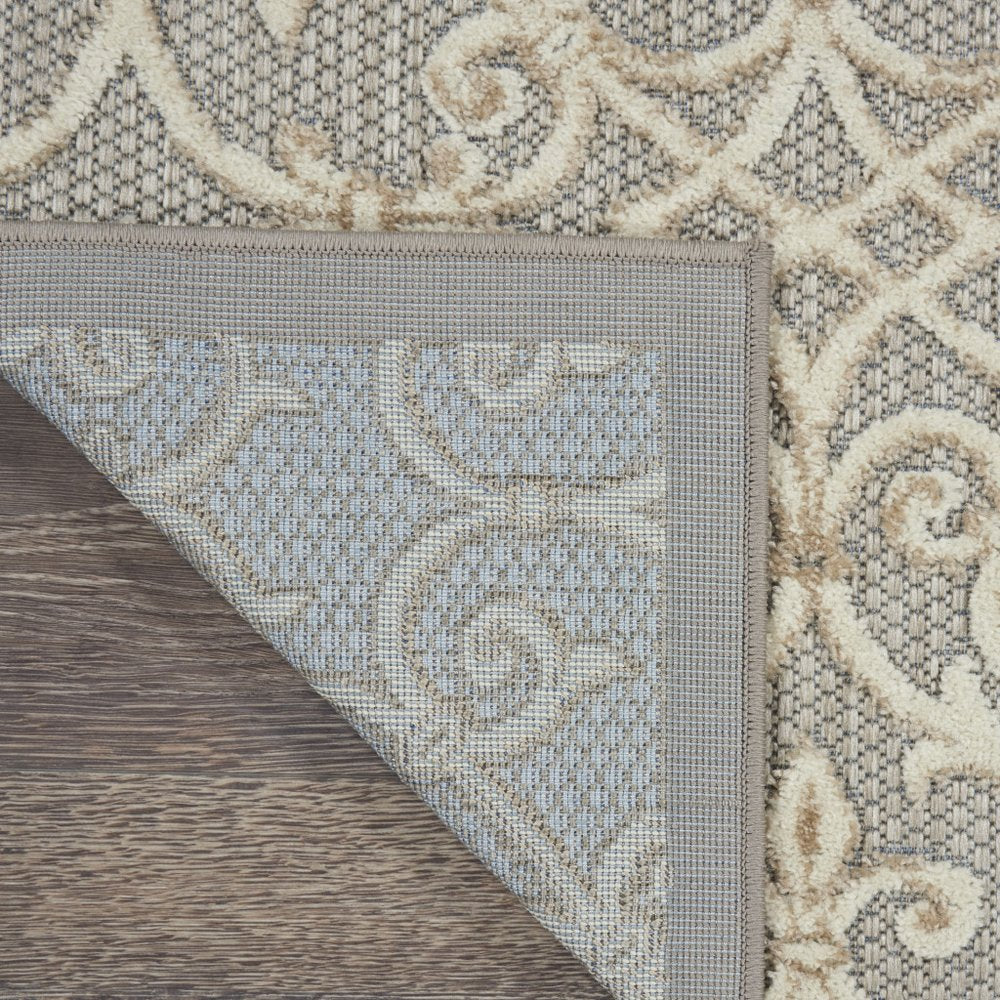 10' Gray And Ivory Indoor Outdoor Area Rug