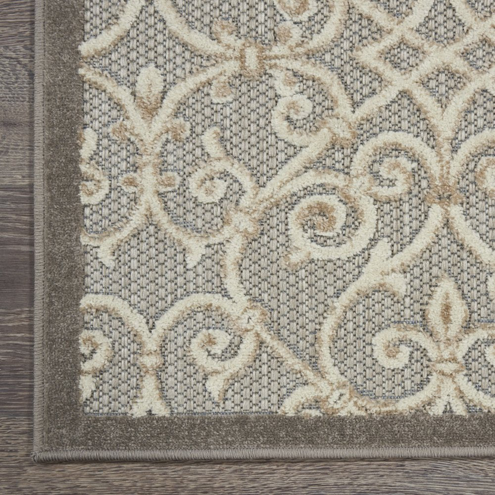 10' Gray And Ivory Indoor Outdoor Area Rug