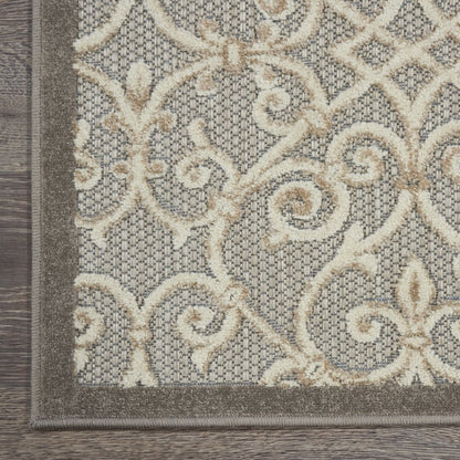 10' Gray And Ivory Indoor Outdoor Area Rug