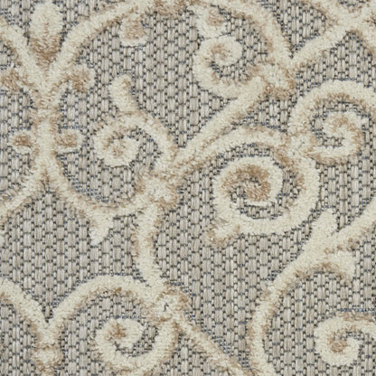 10' Gray And Ivory Indoor Outdoor Area Rug