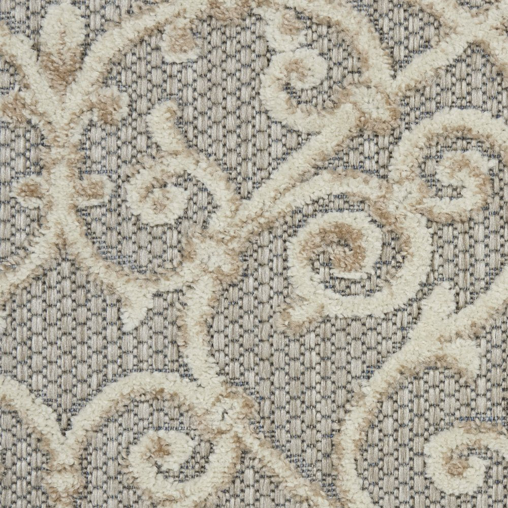 8' Gray And Ivory Indoor Outdoor Area Rug