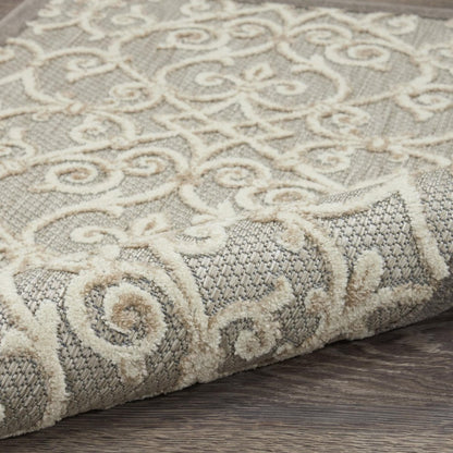 6' Gray And Ivory Indoor Outdoor Area Rug