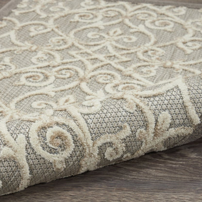 10' Gray And Ivory Indoor Outdoor Area Rug