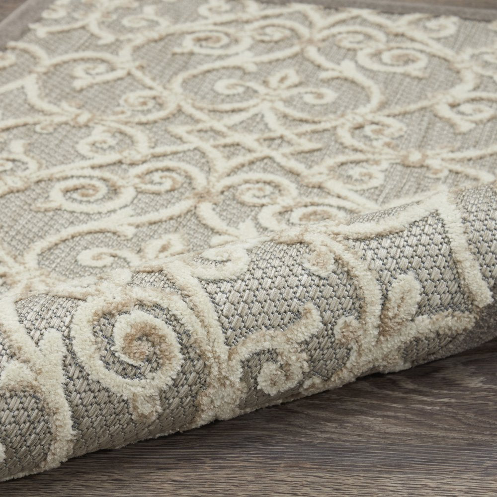 10' Gray And Ivory Indoor Outdoor Area Rug