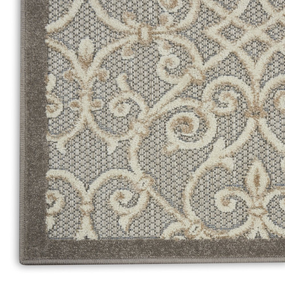 10' Gray And Ivory Indoor Outdoor Area Rug