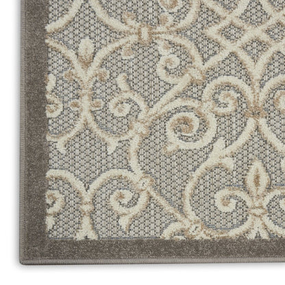 10' Gray And Ivory Indoor Outdoor Area Rug