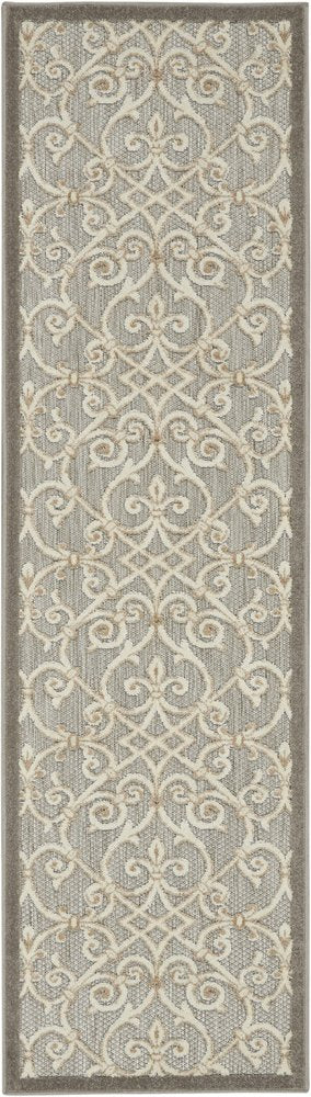 8' Gray And Ivory Indoor Outdoor Area Rug