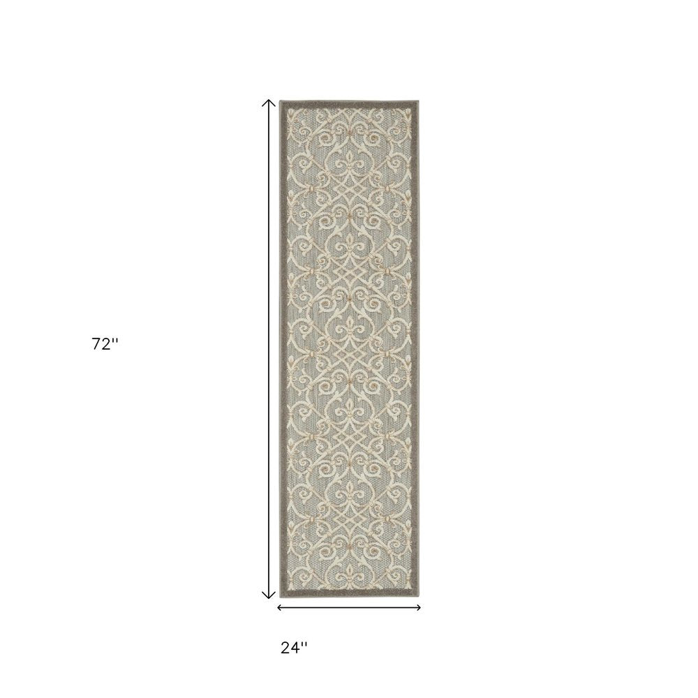 10' Gray And Ivory Indoor Outdoor Area Rug