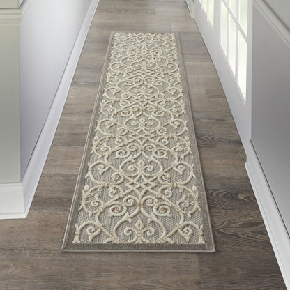 10' Gray And Ivory Indoor Outdoor Area Rug