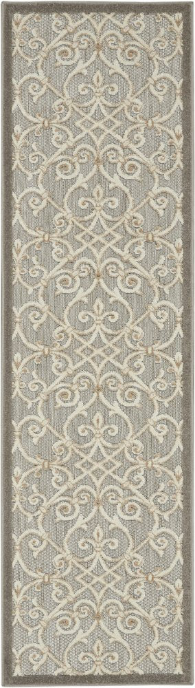 10' Gray And Ivory Indoor Outdoor Area Rug
