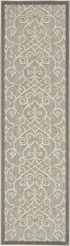 10' Gray And Ivory Indoor Outdoor Area Rug