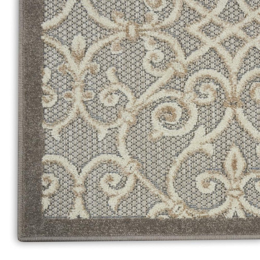 3' X 4' Gray And Ivory Indoor Outdoor Area Rug