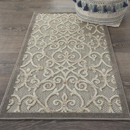 3' X 4' Gray And Ivory Indoor Outdoor Area Rug