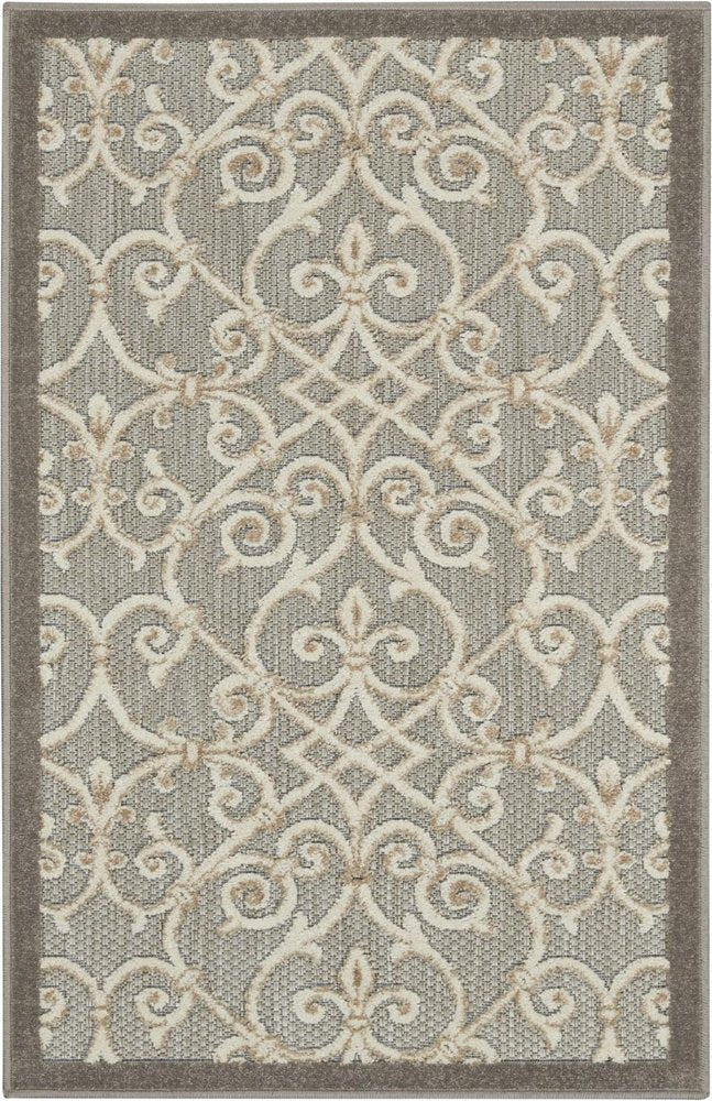 3' X 4' Gray And Ivory Indoor Outdoor Area Rug