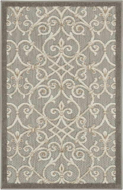 3' X 4' Gray And Ivory Indoor Outdoor Area Rug