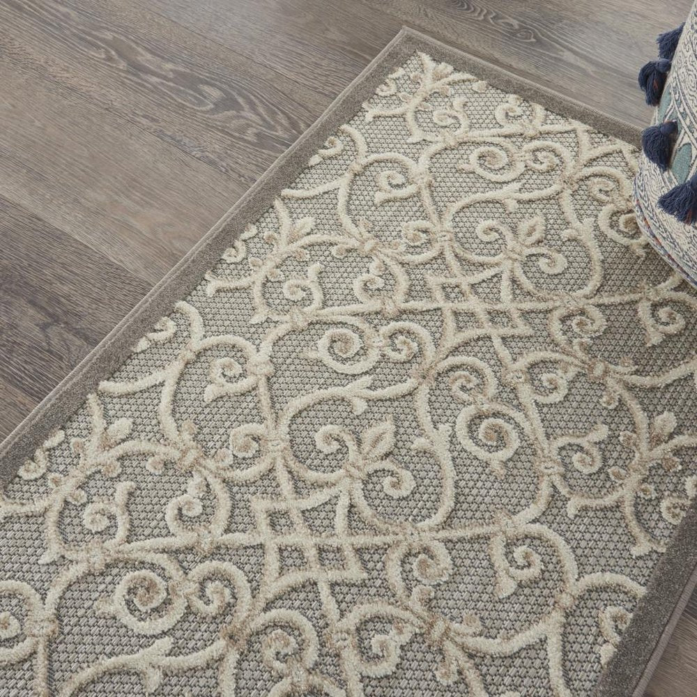 3' X 4' Gray And Ivory Indoor Outdoor Area Rug