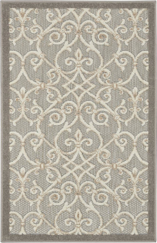 4' X 6' Gray And Ivory Indoor Outdoor Area Rug