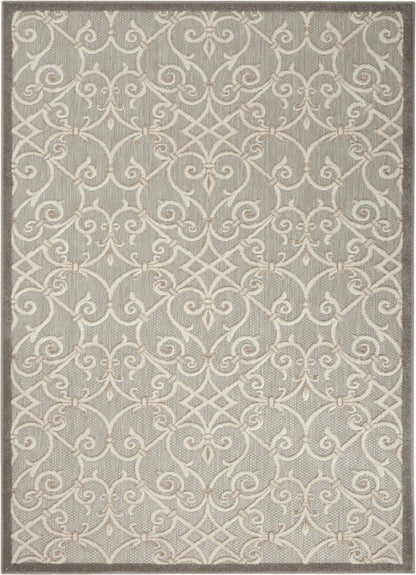 4' X 6' Gray And Ivory Indoor Outdoor Area Rug