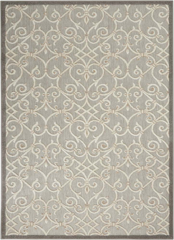 4' X 6' Gray And Ivory Indoor Outdoor Area Rug