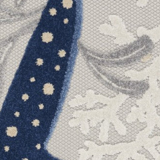 5' Blue And Gray Round Indoor Outdoor Area Rug