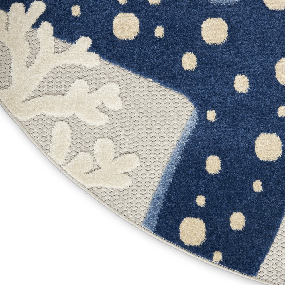 4' X 6' Blue And Gray Indoor Outdoor Area Rug