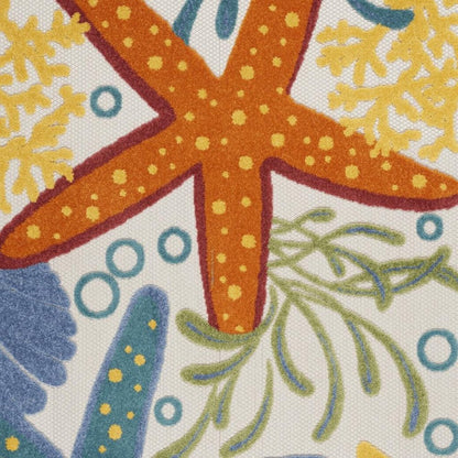 5' X 8' Yellow And Ivory Indoor Outdoor Area Rug