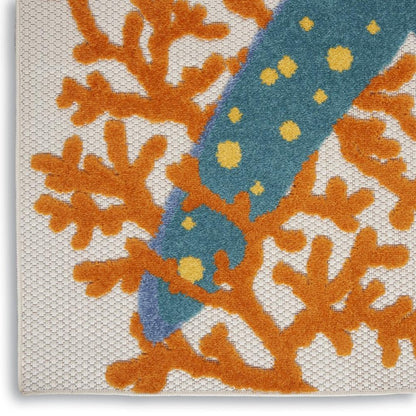 5' X 8' Yellow And Ivory Indoor Outdoor Area Rug