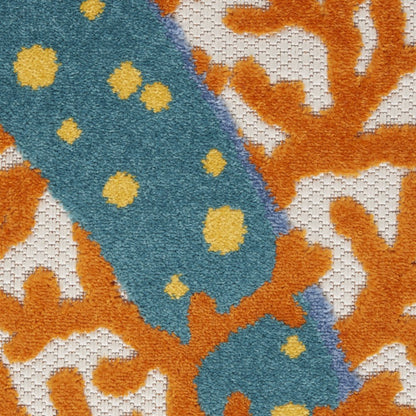 4' X 6' Yellow And Ivory Indoor Outdoor Area Rug