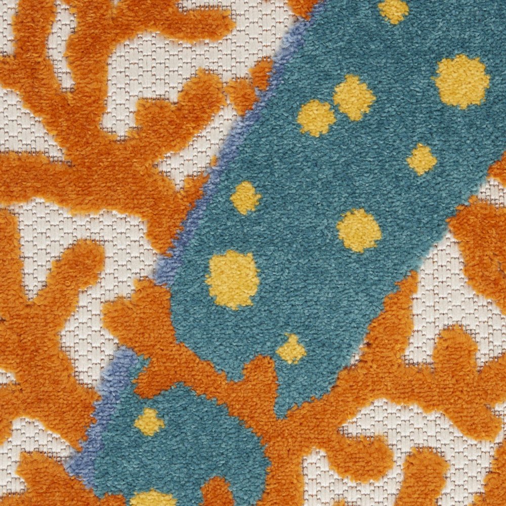 5' Yellow And Ivory Round Indoor Outdoor Area Rug
