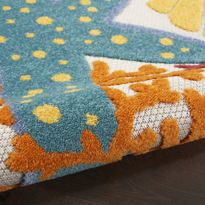 4' Yellow And Ivory Round Indoor Outdoor Area Rug