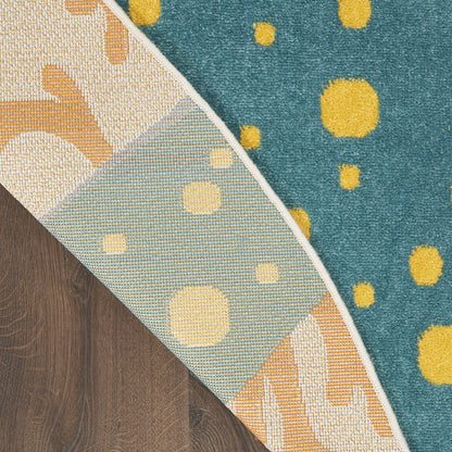 4' Yellow And Ivory Round Indoor Outdoor Area Rug