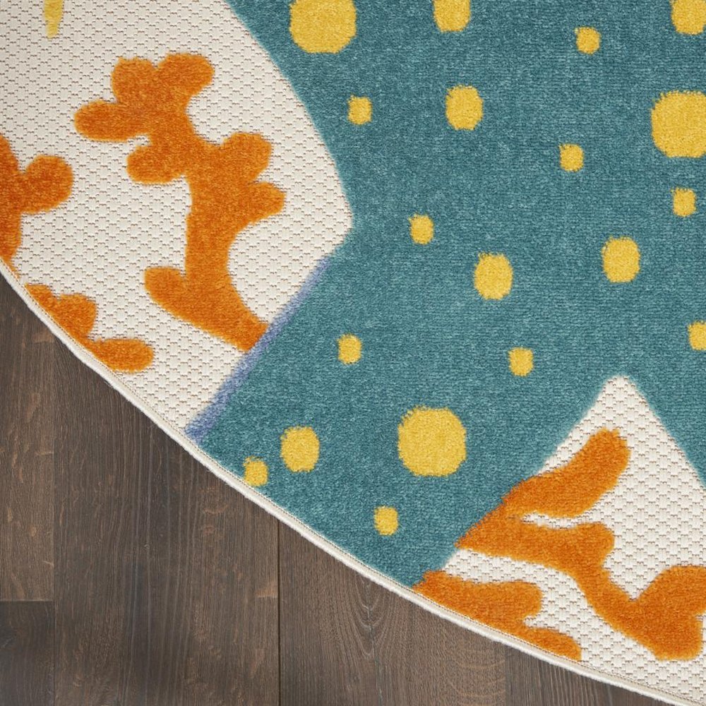 4' Yellow And Ivory Round Indoor Outdoor Area Rug