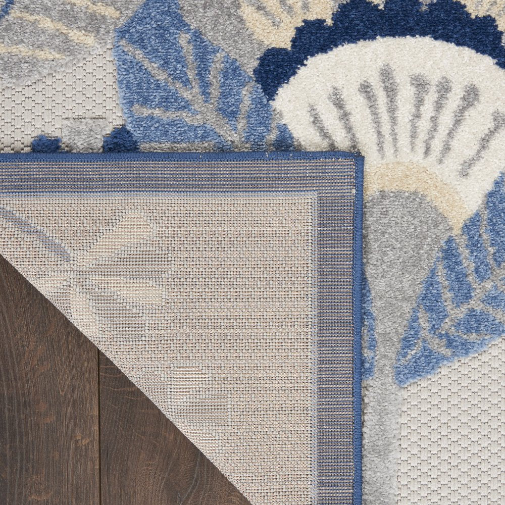 4' X 6' Blue And Gray Indoor Outdoor Area Rug