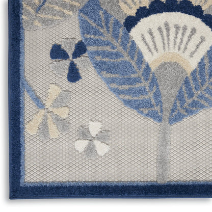 4' X 6' Blue And Gray Indoor Outdoor Area Rug