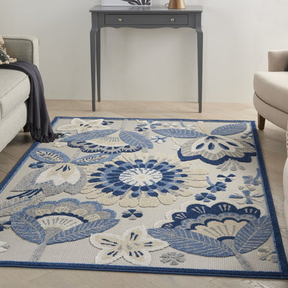 4' X 6' Blue And Gray Indoor Outdoor Area Rug