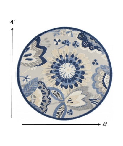 4' X 6' Blue And Gray Indoor Outdoor Area Rug
