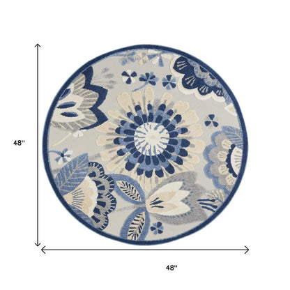 4' X 6' Blue And Gray Indoor Outdoor Area Rug