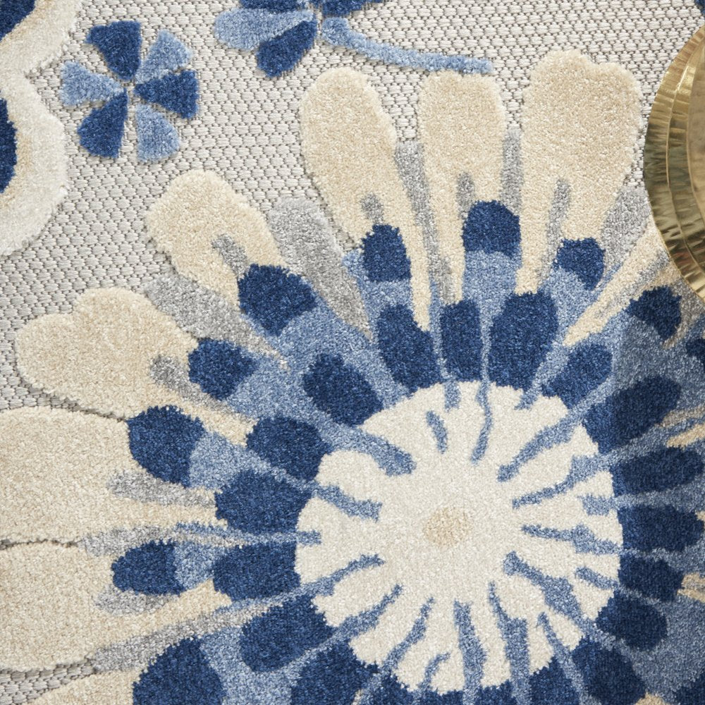 4' X 6' Blue And Gray Indoor Outdoor Area Rug