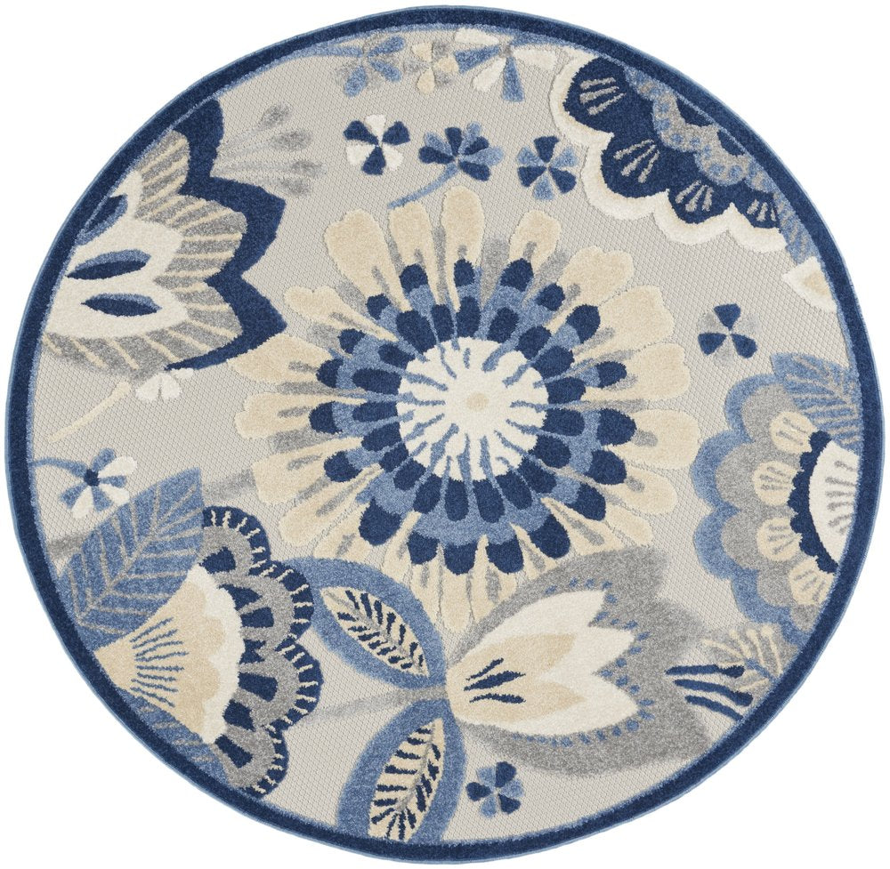 4' X 6' Blue And Gray Indoor Outdoor Area Rug
