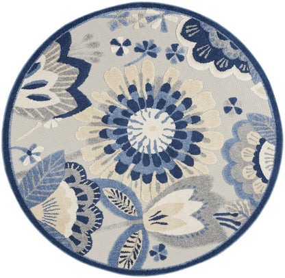 4' X 6' Blue And Gray Indoor Outdoor Area Rug