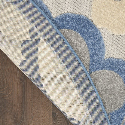 4' X 6' Blue And Gray Indoor Outdoor Area Rug