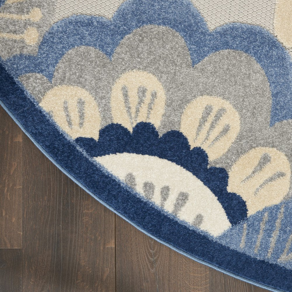 4' X 6' Blue And Gray Indoor Outdoor Area Rug