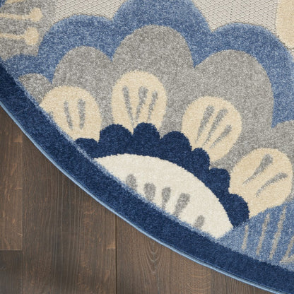 4' X 6' Blue And Gray Indoor Outdoor Area Rug